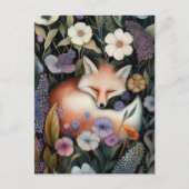 Slaapvos tussen wilde bloemen Wenskaart Feestdagenkaart (Voorkant)