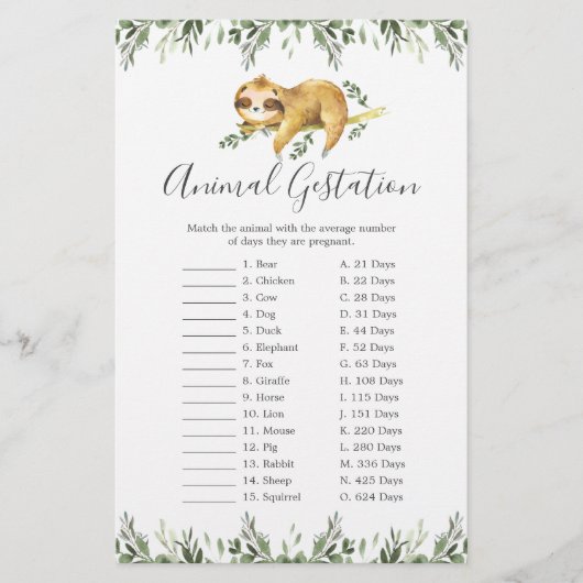 Slaapvrij Baby shower Dierenspel (Voorkant)