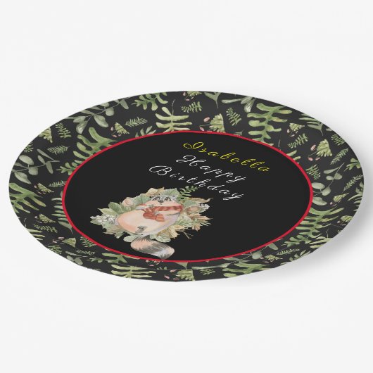 Slaapvrij Raccoon Pas tekst en kleur aan Papieren Bordje (Gekanteld)