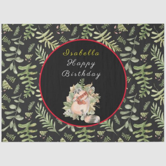 Slaapvrij Raccoon Pas tekst en kleur aan Tissuepapier (Voorkant)