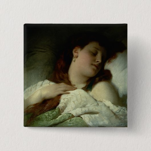 Slaapvrouw Vierkante Button 5,1 Cm (Voorkant)