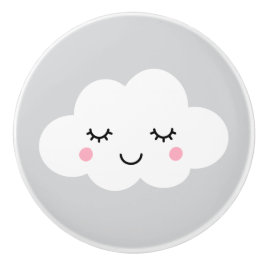 Slaapwolk op grijze achtergrondknop keramische knop