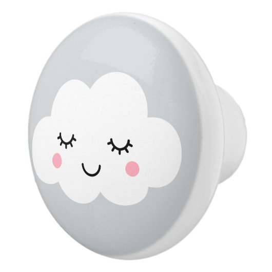 Slaapwolk op grijze achtergrondknop keramische knop (Rechts)