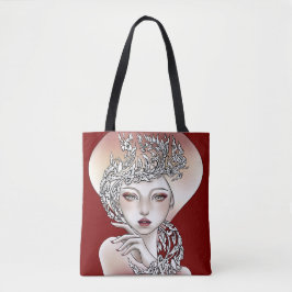 Slaapzak met rode vuurvlinder tote bag