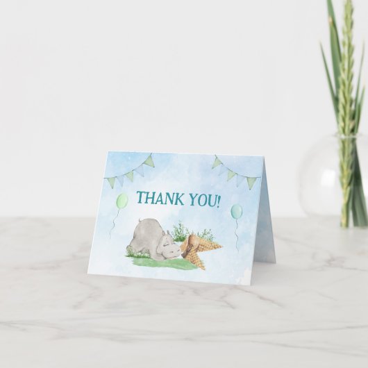 Slaapzame Nijlpaard Verjaardagsfeest Dank Je Kaart (Voorkant)
