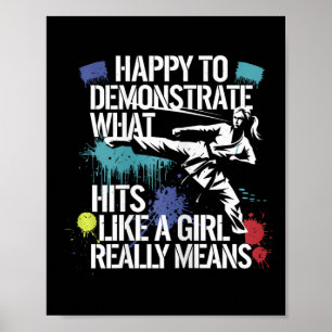 Slaat als een meisje martial arts trots citaat  poster