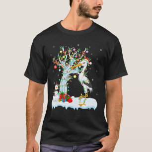 Slaat de Bird Xmas boom verlichting Santa Hat Stor T-shirt
