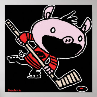 Slaat de Hockey Pig op Poster