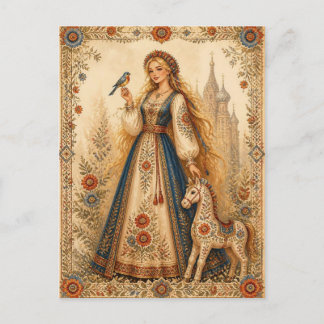 Slaavse Folklore Prinses Vintage Illustratie Briefkaart