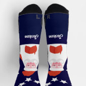 Slachende Kerstman en sterren op blauw Sokken (Top)