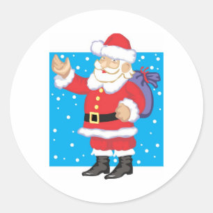 Slachende kerstman ronde sticker