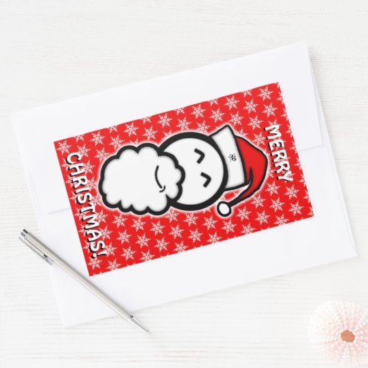 Slachende kerstschets rechthoekige sticker (Envelop)