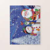 Slachende sneeuwman en kerstman legpuzzel (Verticaal)