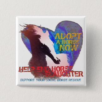 Slacht bij paarden stoppen vierkante button 5,1 cm