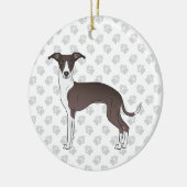 Slacht en witte Italiaanse grijshond met poten Keramisch Ornament (Links)