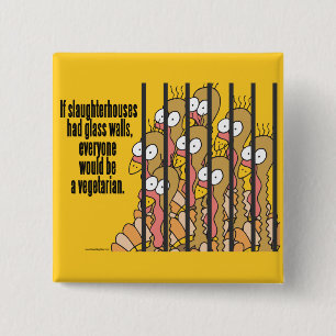 Slachthuizen - Vegetarie, Vegan Vierkante Button 5,1 Cm