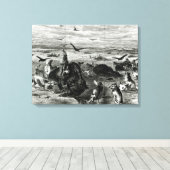 Slachting van buffels op de vlakken canvas afdruk (Insitu (Houten vloer))