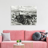 Slachting van buffels op de vlakken canvas afdruk (Insitu (Woonkamer))