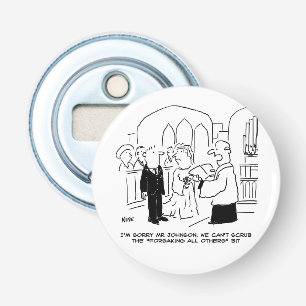 Slachtoffer van de huwelijkskerkdienst kan geen st button flesopener