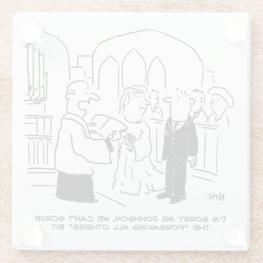 Slachtoffer van de huwelijkskerkdienst kan geen st glazen onderzetter (Achterkant)