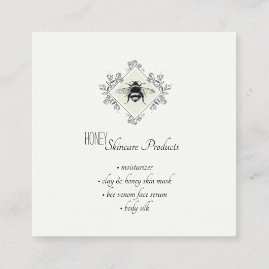 Slachtproducten van honingbijen vierkante visitekaartje (Achterkant)