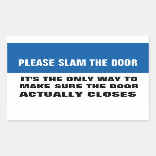 Slaf alsjeblieft de deur rechthoekige sticker