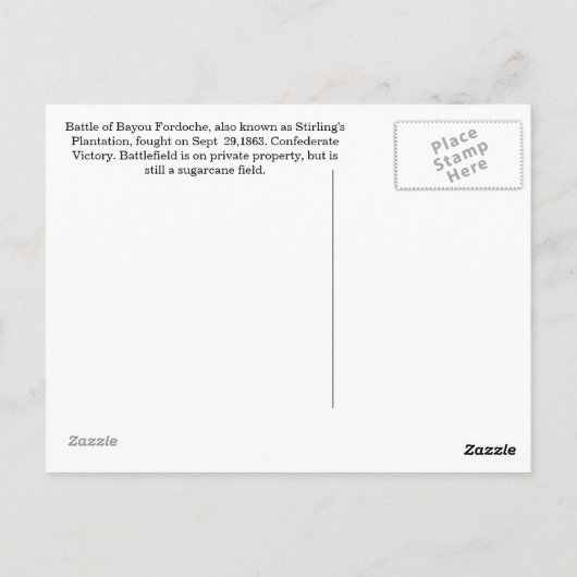 Slag bij Bayou Fordoche Briefkaart (Achterkant)