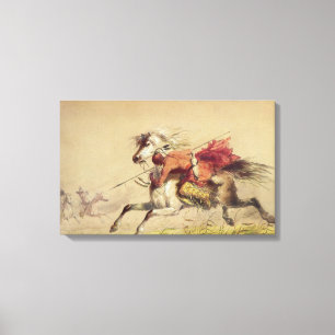 Slag bij Blue Water Creek door Alfred Jacob Miller Canvas Afdruk