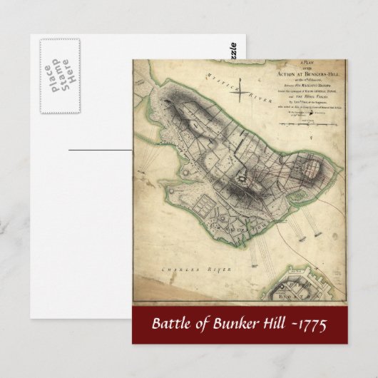 Slag bij Bunker Hill -1775 Briefkaart (Voorkant / Achterkant)