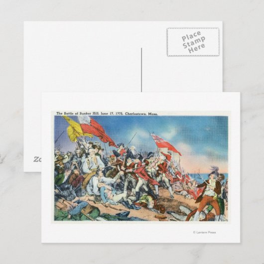 Slag bij Bunker Hill Scene - Charlestown, MA Briefkaart (Voorkant / Achterkant)