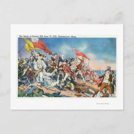 Slag bij Bunker Hill Scene - Charlestown, MA Briefkaart (Voorkant)