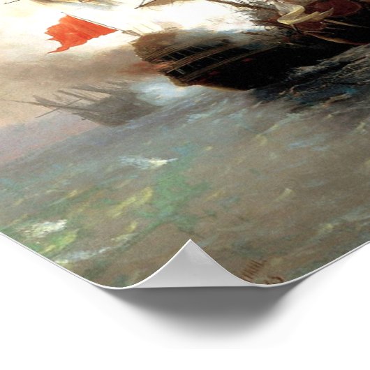 Slag bij Chios, Ivan Aivazovsky Poster (Hoek)