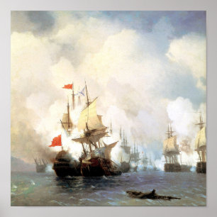 Slag bij Chios, Ivan Aivazovsky Poster