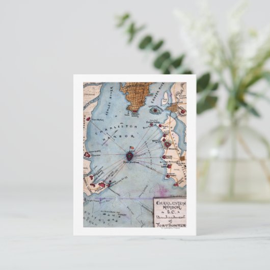 Slag bij de Fort Sumter - Panoramiek in de burgero Briefkaart (Staand voorkant)