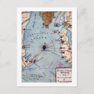 Slag bij de Fort Sumter - Panoramiek in de burgero Briefkaart