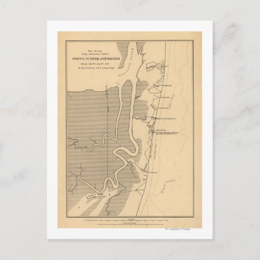 Slag bij de Fort Sumter - Panoramiek in de burgero Briefkaart (Voorkant)