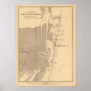 Slag bij de Fort Sumter - Panoramiek in de burgero Poster