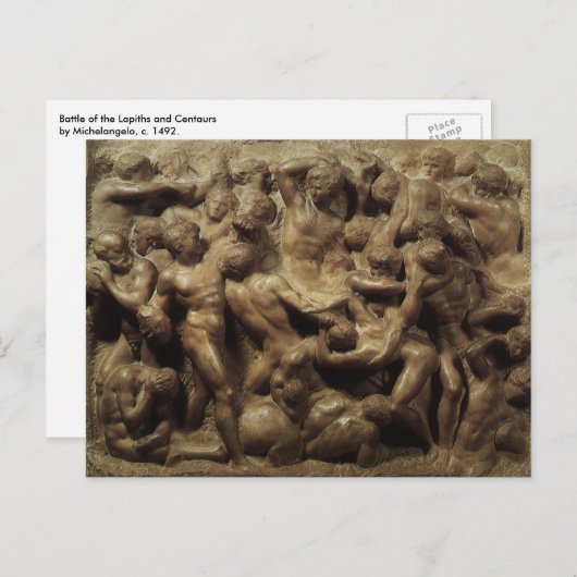 Slag bij de Lapiths and Centaurs van Michelangelo Briefkaart (Voorkant / Achterkant)