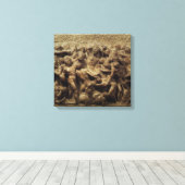 Slag bij de Lapiths and Centaurs van Michelangelo Canvas Afdruk (Insitu (Houten vloer))