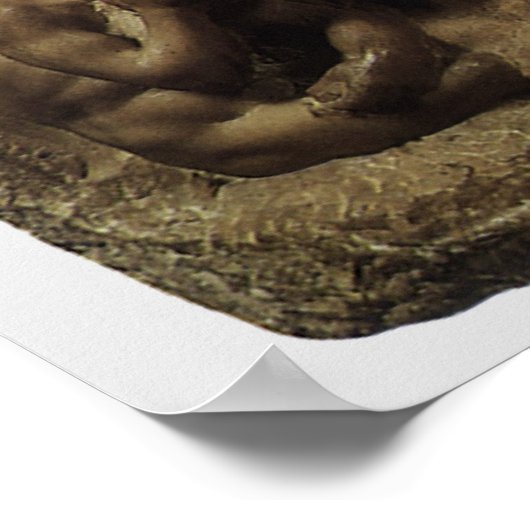 Slag bij de Lapiths and Centaurs van Michelangelo Poster (Hoek)