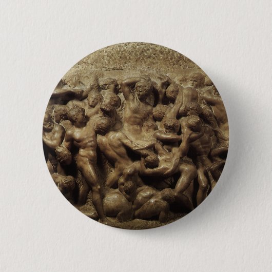 Slag bij de Lapiths and Centaurs van Michelangelo Ronde Button 5,7 Cm (Voorkant)