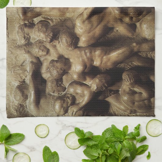 Slag bij de Lapiths and Centaurs van Michelangelo Theedoek (Gevouwen)