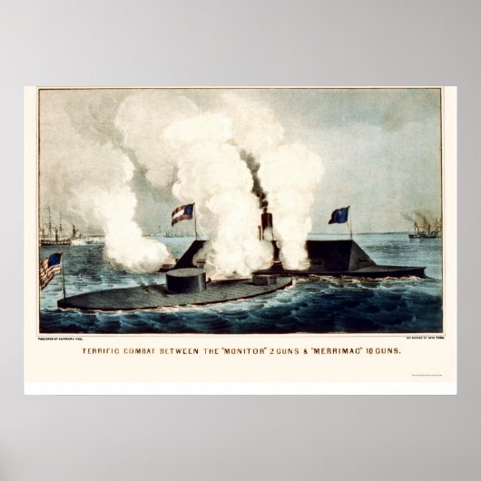 Slag bij de monitor en Merrimac 1862 Poster (Voorkant)