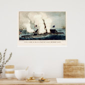 Slag bij de monitor en Merrimac 1862 Poster (Keuken)