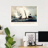 Slag bij de monitor en Merrimac 1862 Poster (Thuiskantoor)