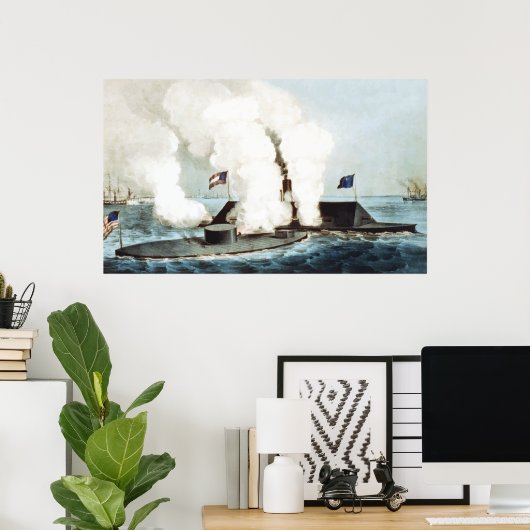 Slag bij de monitor en merrimack poster (Thuiskantoor)