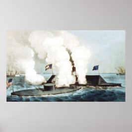 Slag bij de monitor en merrimack poster