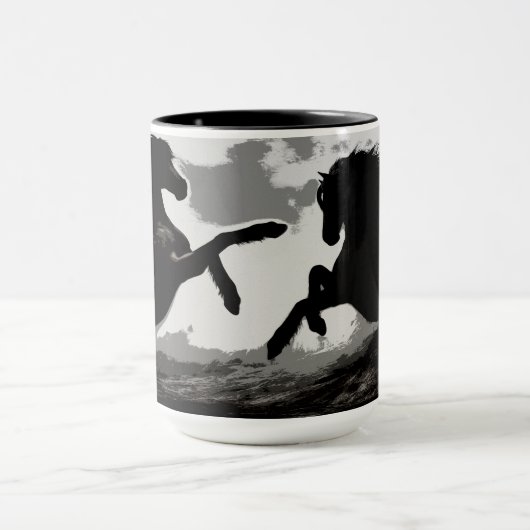 Slag bij de paarden - paardenkunst mok (Midden)