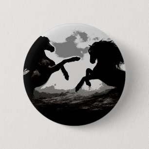 Slag bij de paarden - paardenkunst ronde button 5,7 cm