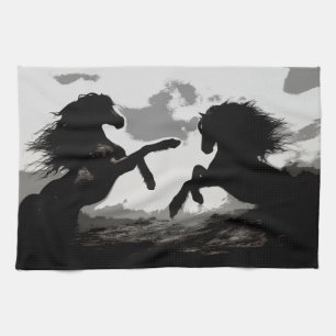 Slag bij de paarden - paardenkunst theedoek